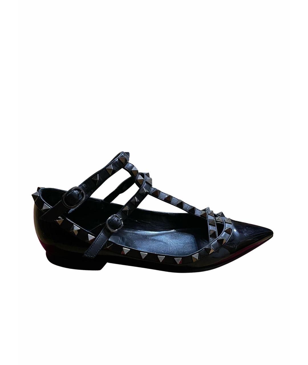 VALENTINO Черные балетки из лакированной кожи, фото 1