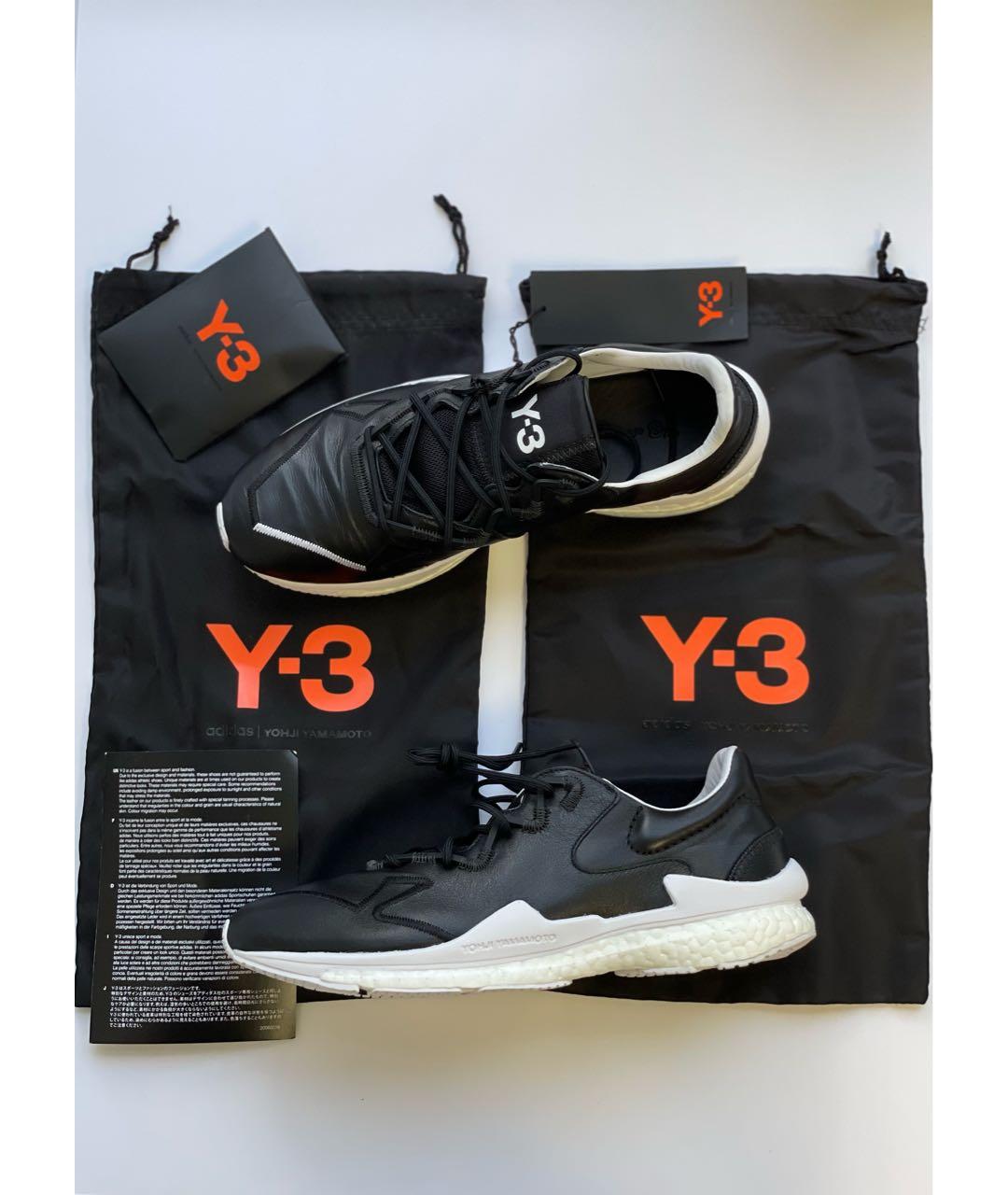 Y-3 Черные кожаные низкие кроссовки / кеды, фото 5