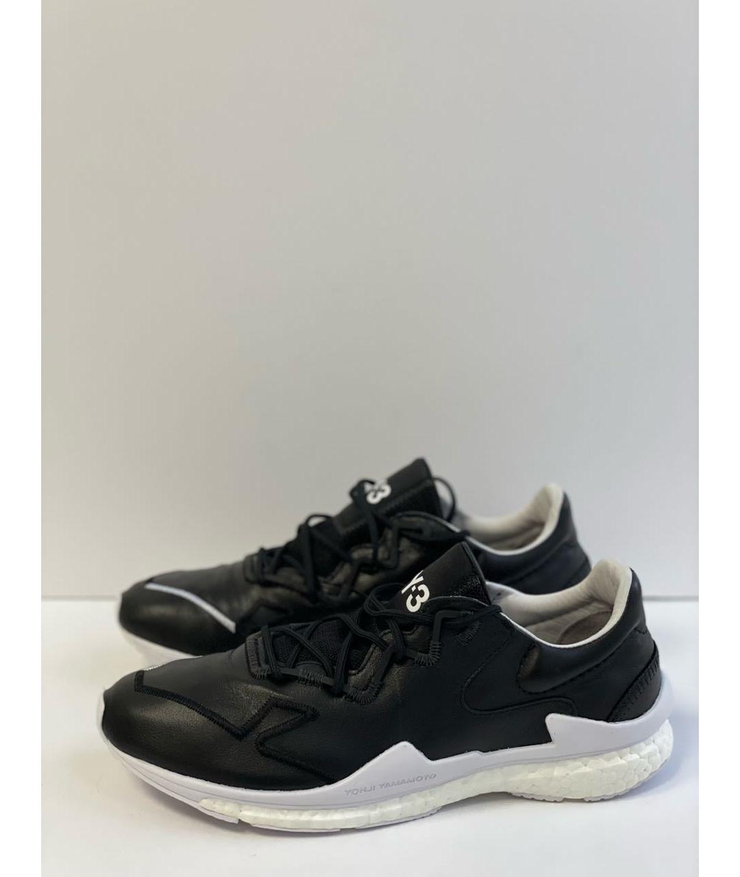 Y-3 Черные кожаные низкие кроссовки / кеды, фото 3