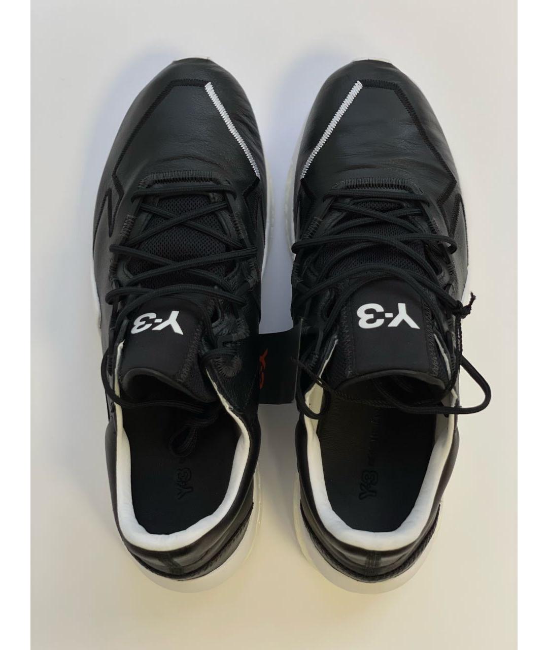 Y-3 Черные кожаные низкие кроссовки / кеды, фото 4