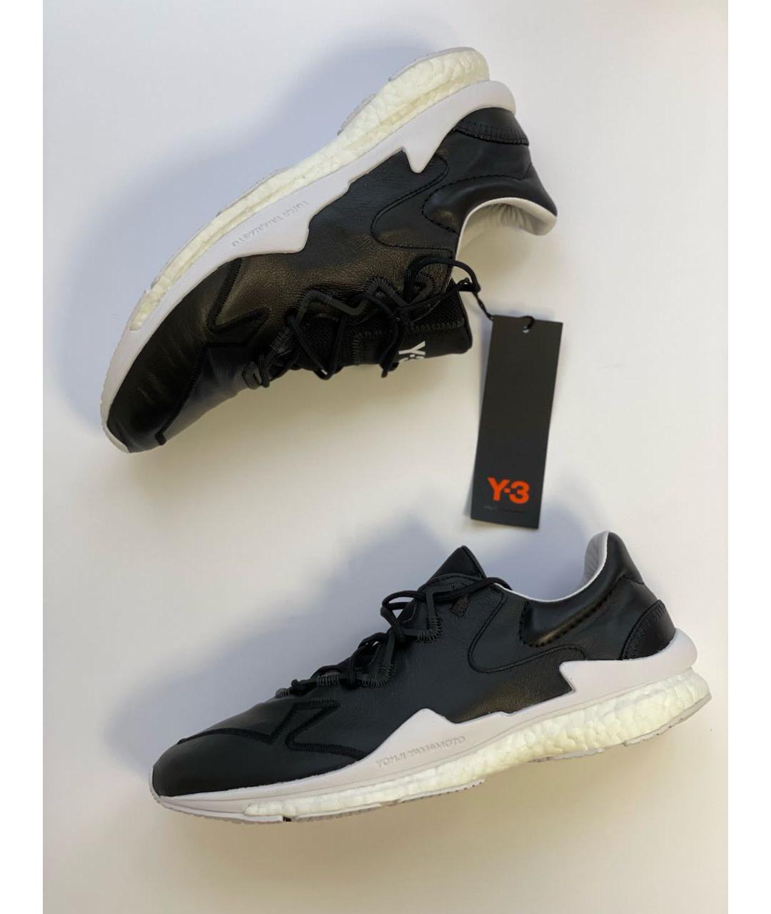 Y-3 Черные кожаные низкие кроссовки / кеды, фото 9