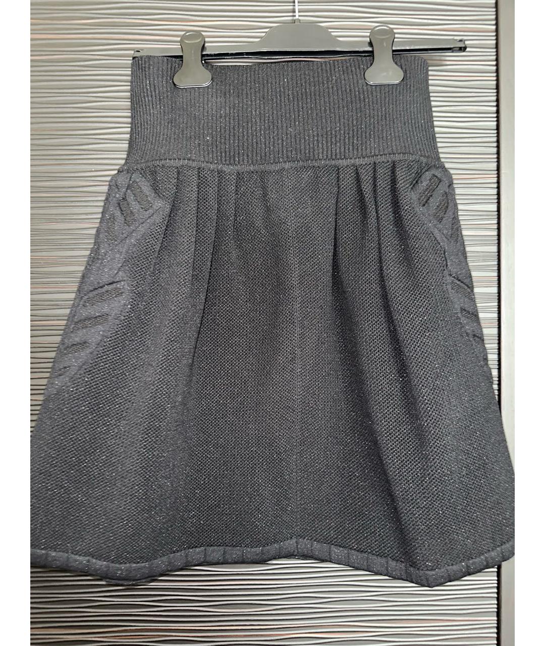 CHANEL Черная шерстяная юбка мини, фото 2