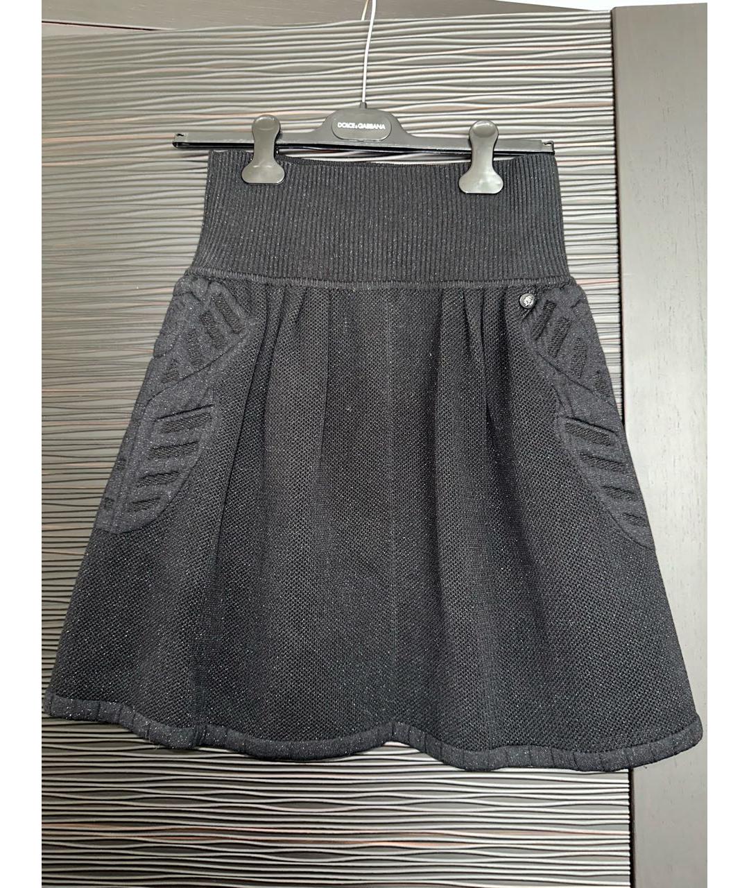 CHANEL Черная шерстяная юбка мини, фото 6