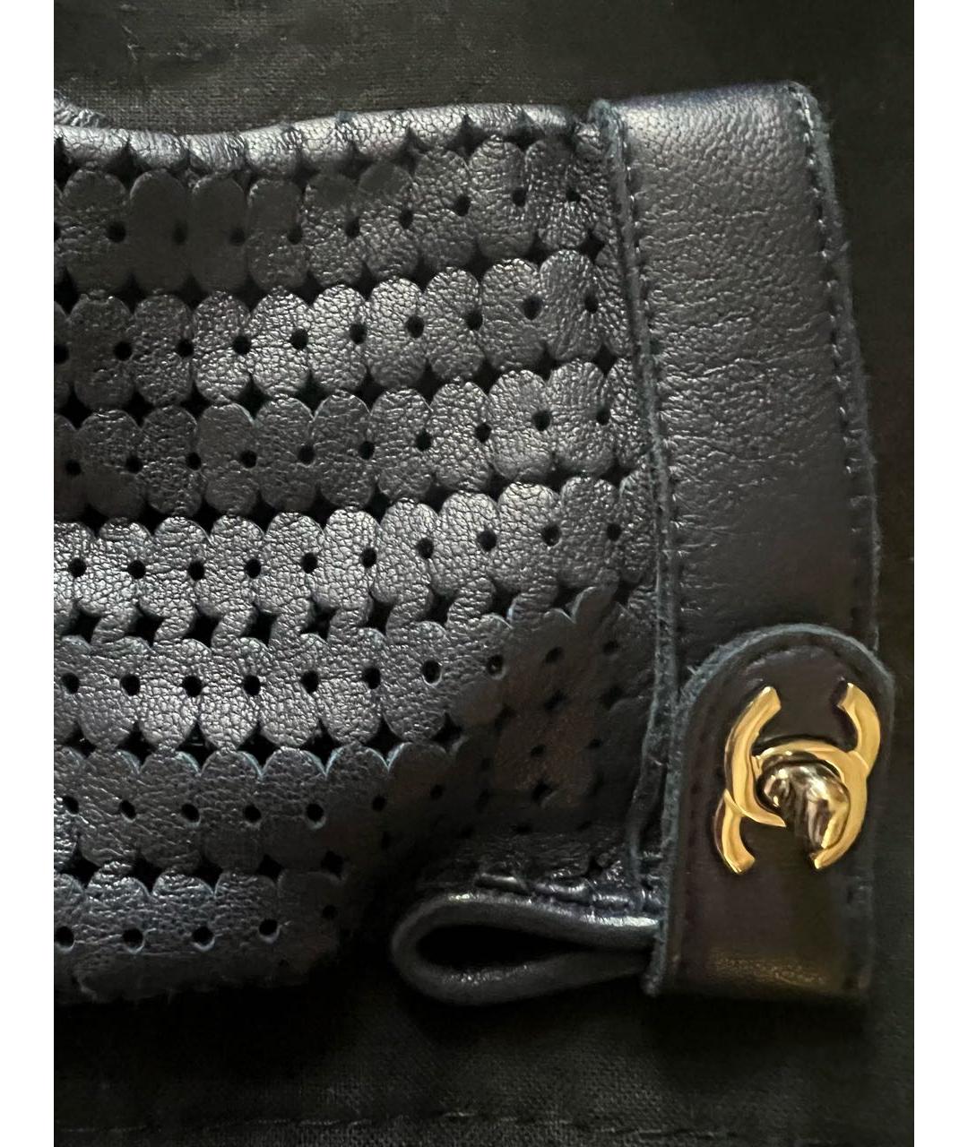 CHANEL Синие кожаные митенки, фото 4