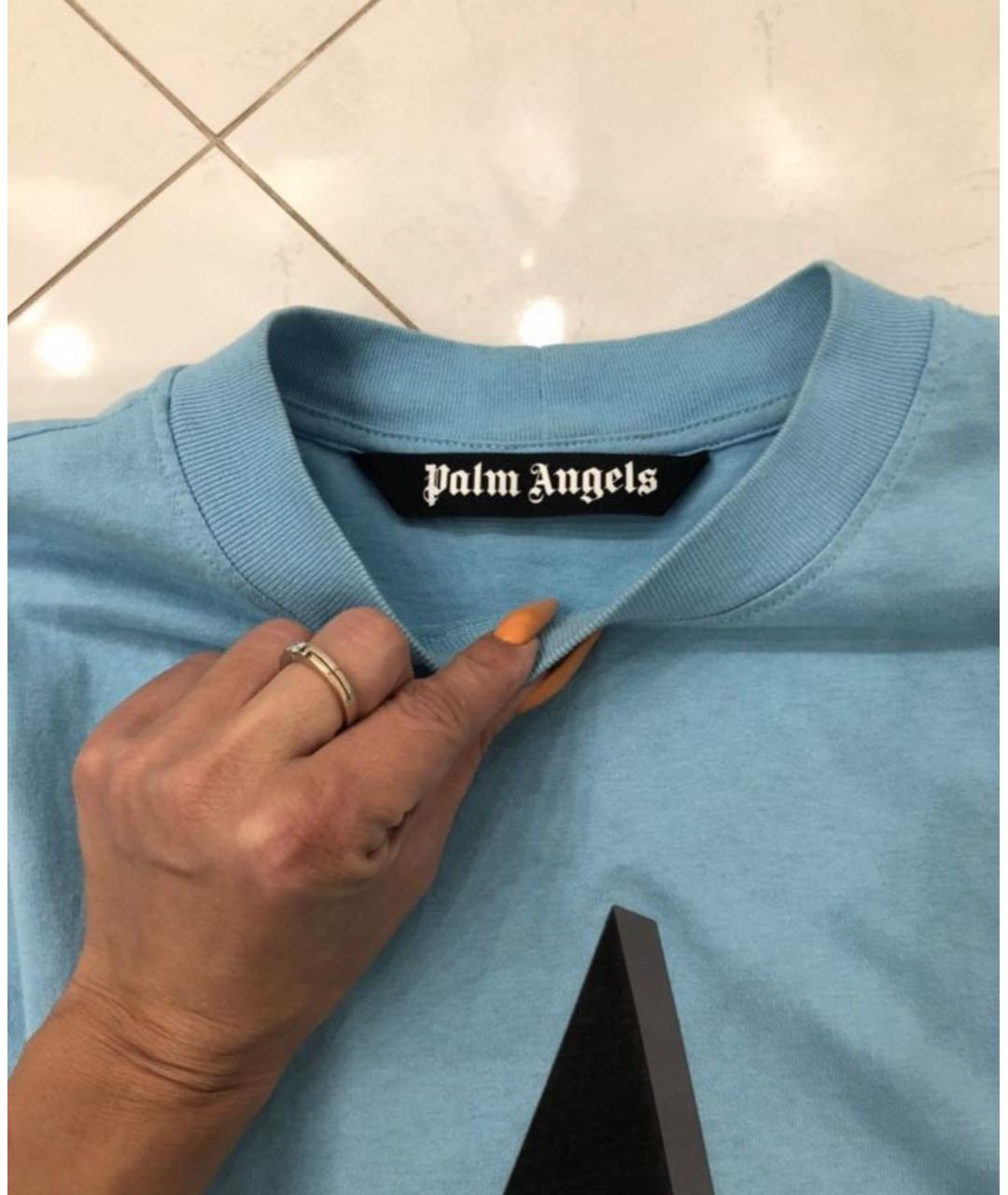 PALM ANGELS Голубая хлопковая футболка, фото 6