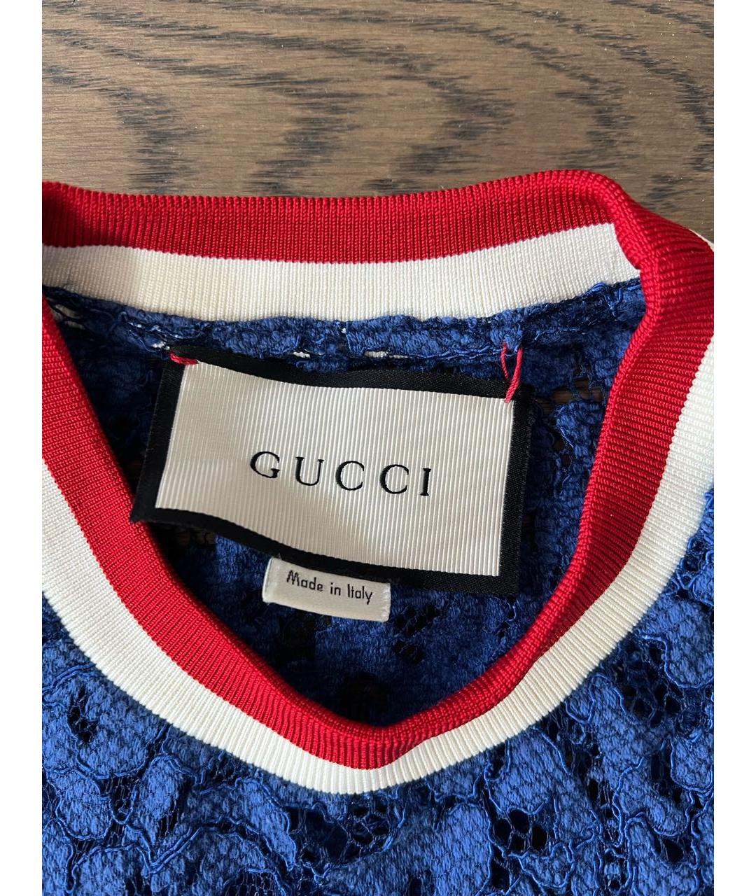 GUCCI Синяя кружевная футболка, фото 3