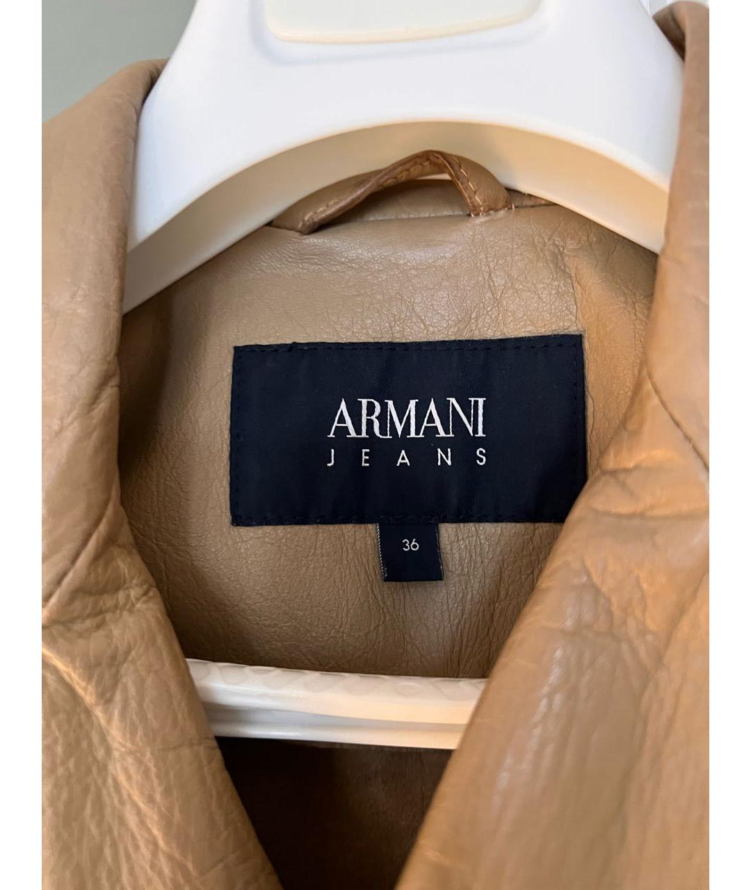 ARMANI JEANS Бежевая кожаная куртка, фото 3