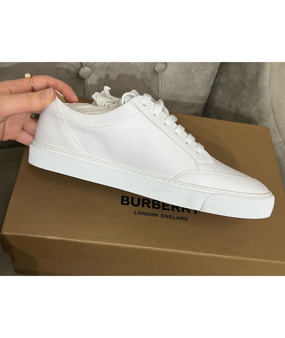 BURBERRY Белые кожаные кеды, фото 3