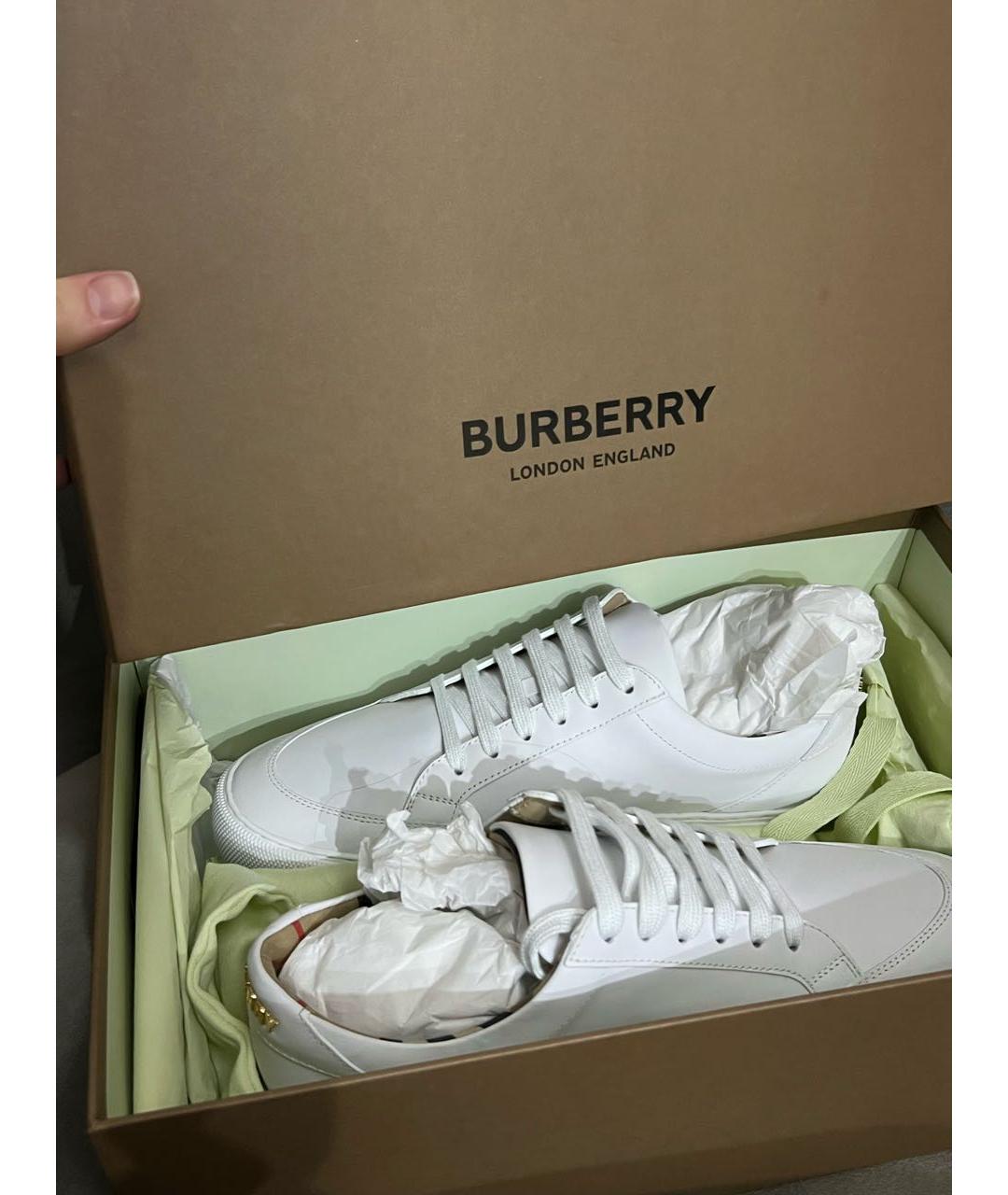 BURBERRY Белые кожаные кеды, фото 5