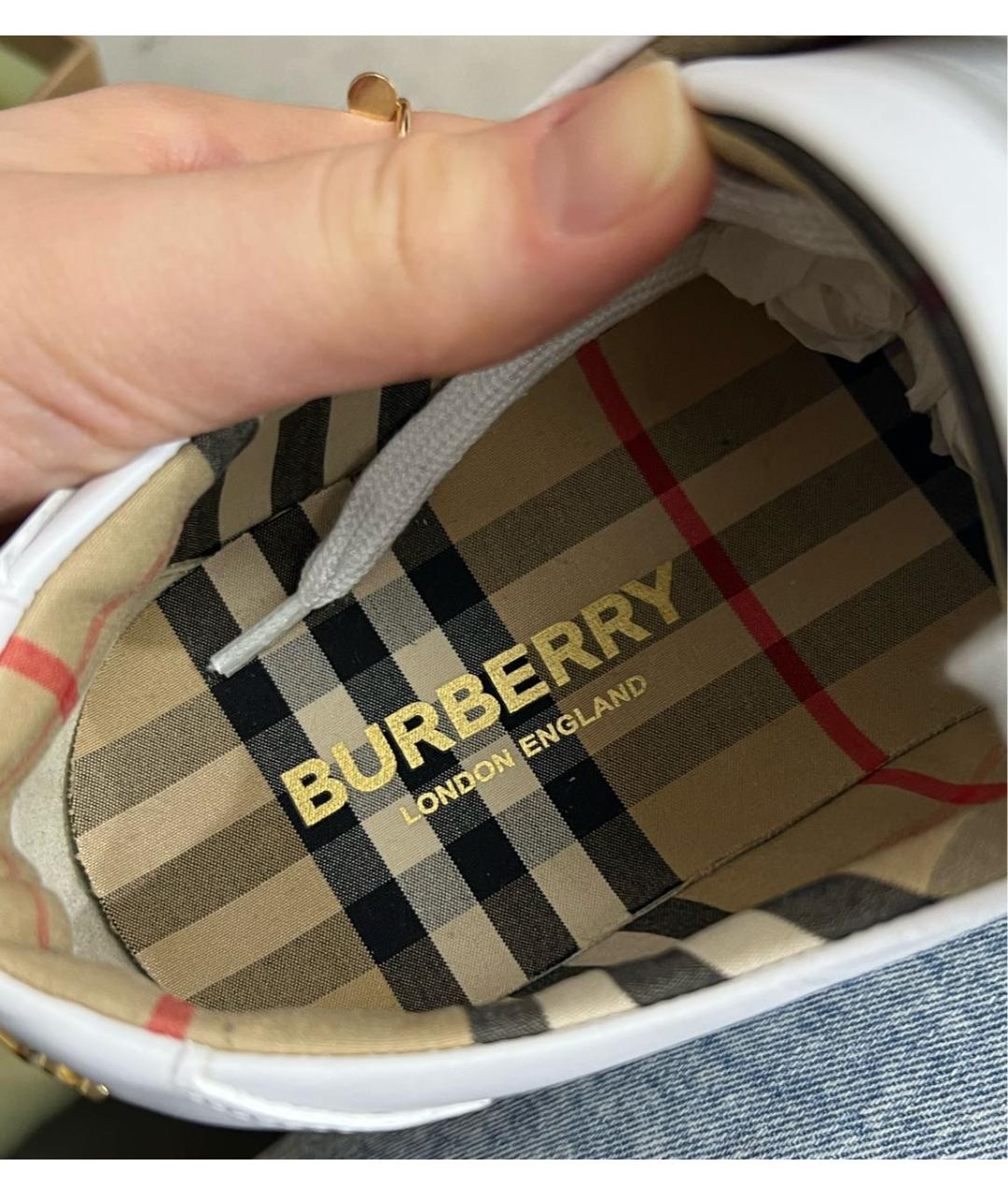 BURBERRY Белые кожаные кеды, фото 7