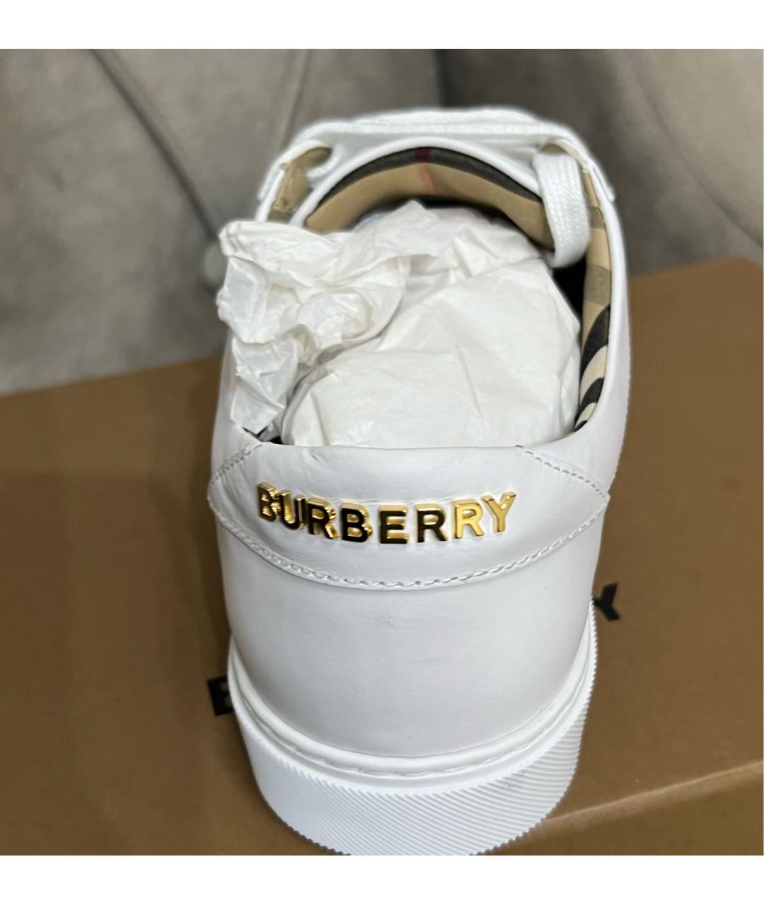 BURBERRY Белые кожаные кеды, фото 2