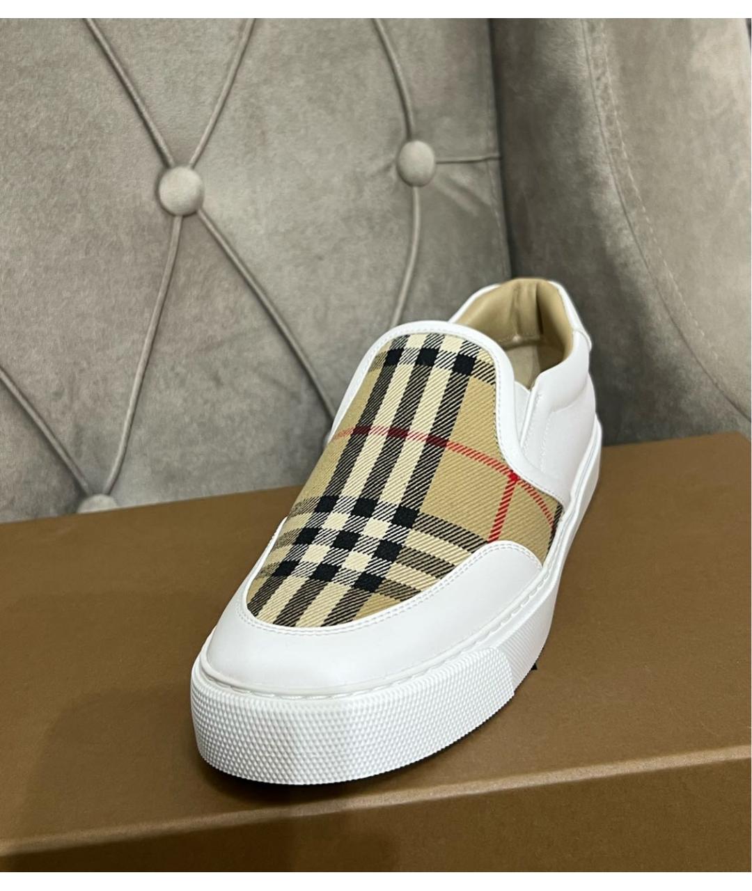 BURBERRY Белые кожаные слипоны, фото 5