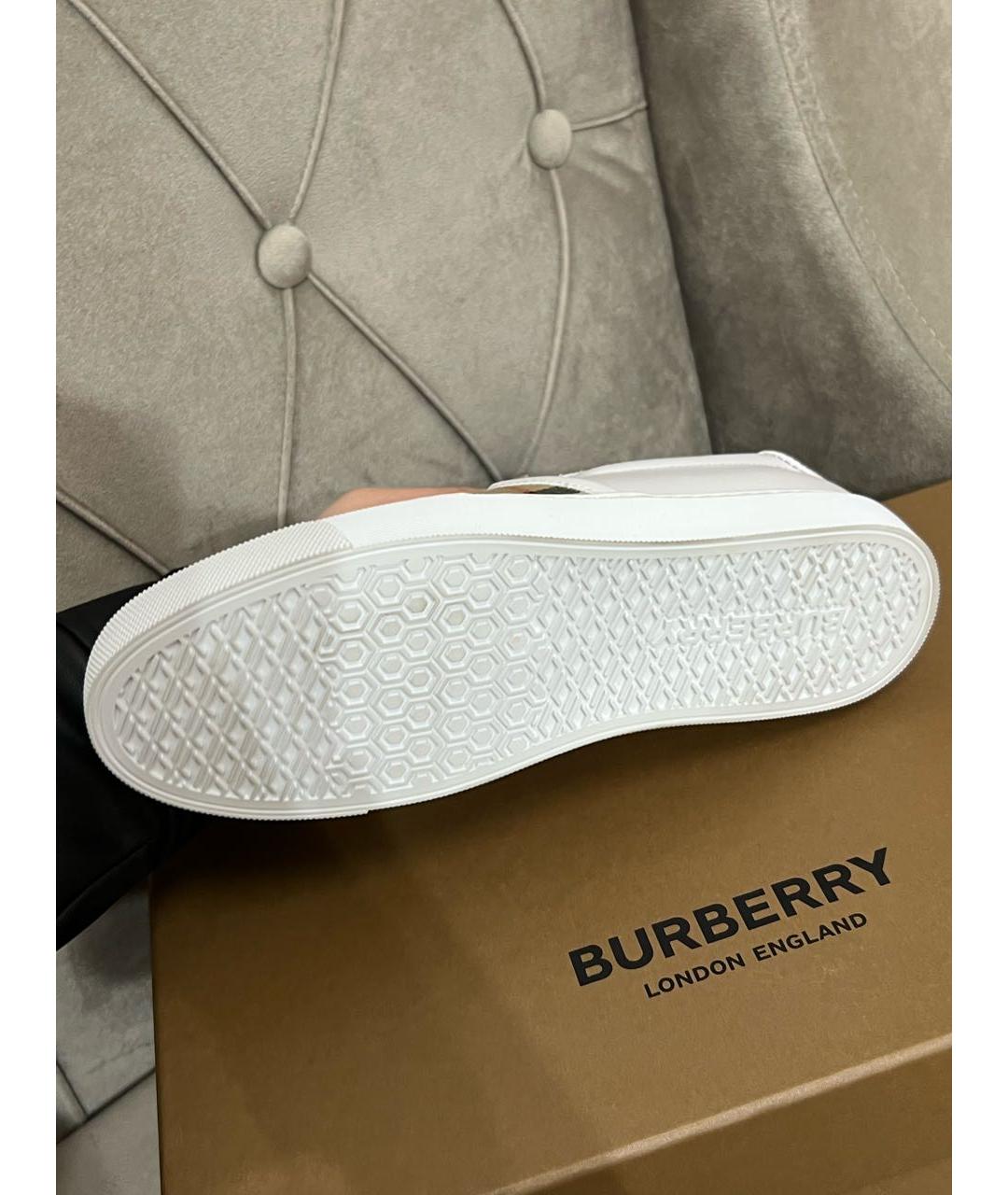 BURBERRY Белые кожаные слипоны, фото 4