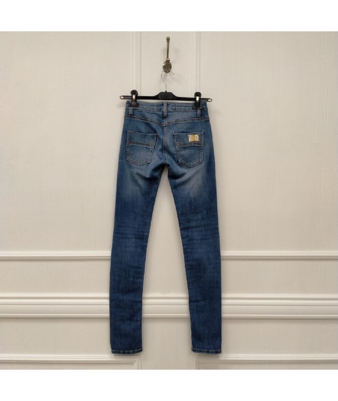 ELISABETTA FRANCHI Синие хлопковые прямые джинсы, фото 2