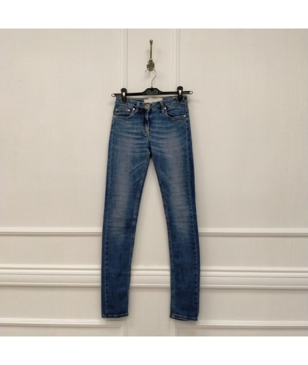 ELISABETTA FRANCHI Синие хлопковые прямые джинсы, фото 5