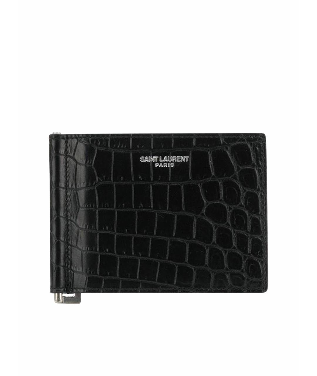 SAINT LAURENT Черный кожаный кардхолдер, фото 1