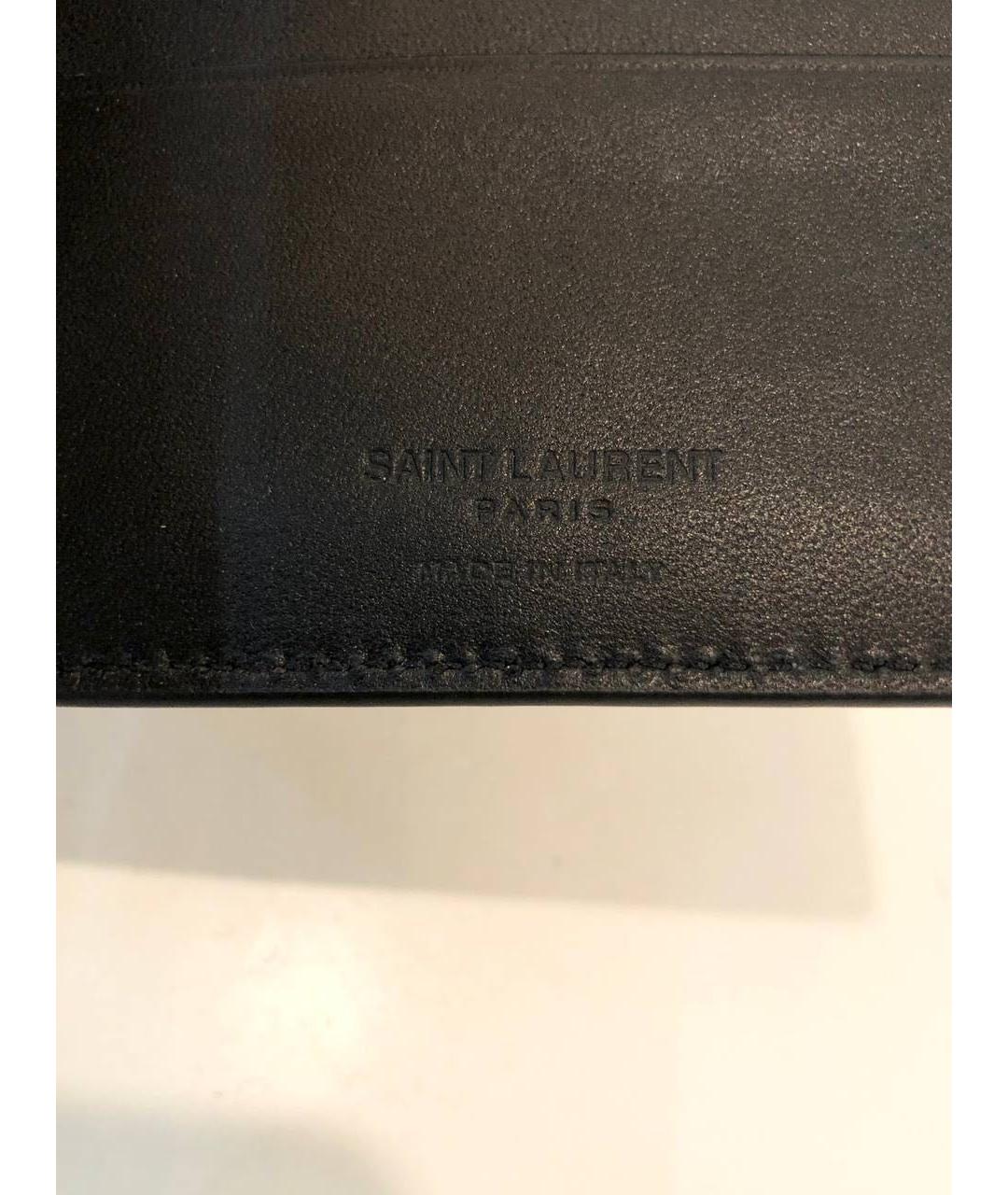 SAINT LAURENT Черный кожаный кардхолдер, фото 6