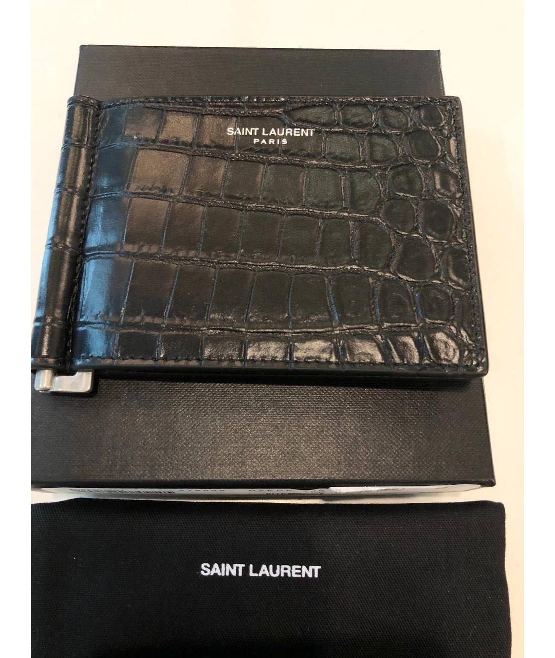 SAINT LAURENT Черный кожаный кардхолдер, фото 5