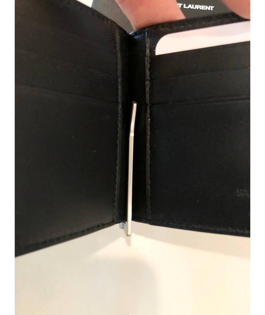 SAINT LAURENT Черный кожаный кардхолдер, фото 8