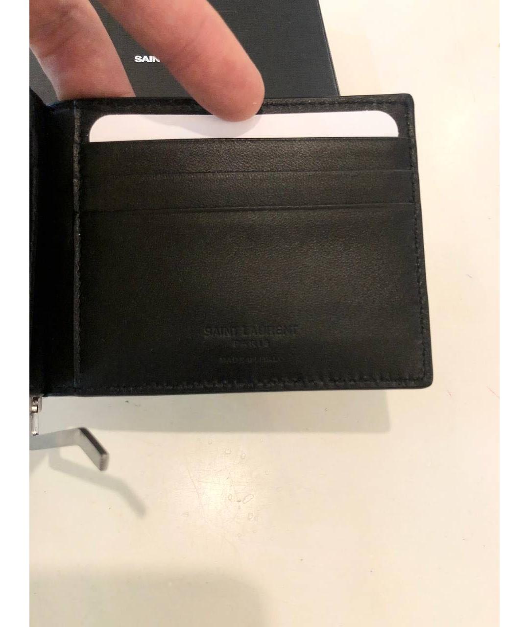SAINT LAURENT Черный кожаный кардхолдер, фото 7