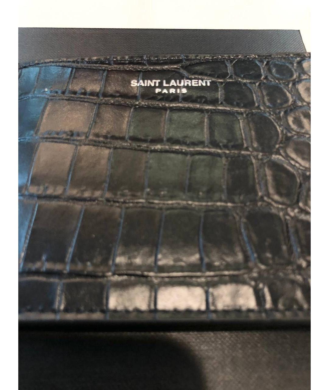 SAINT LAURENT Черный кожаный кардхолдер, фото 4