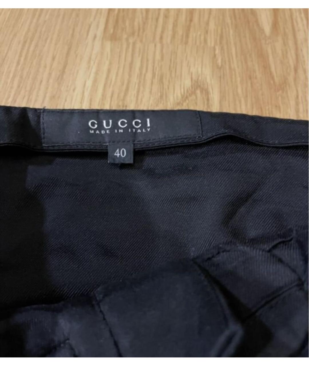 GUCCI Черная хлопко-эластановая юбка мини, фото 4