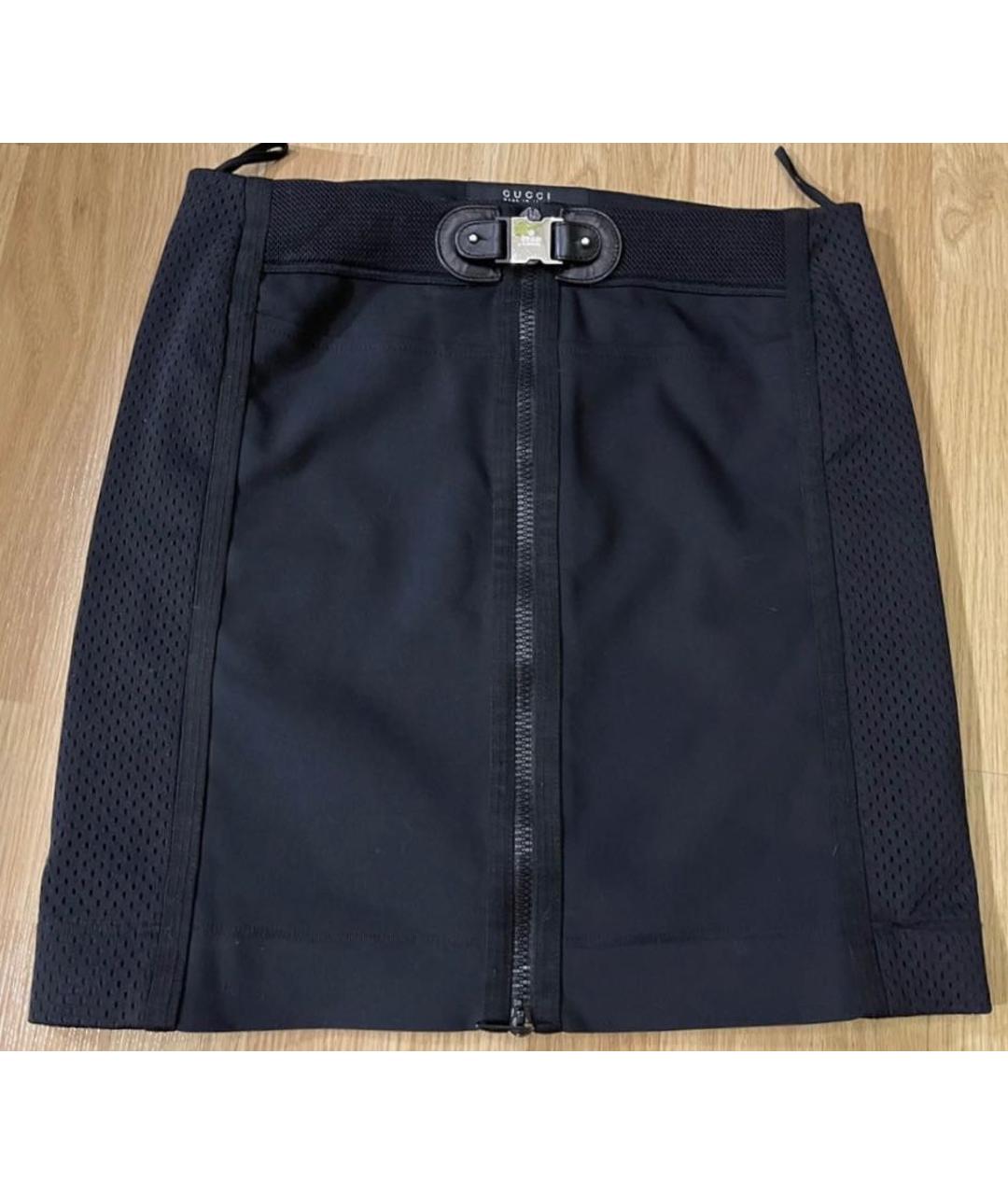GUCCI Черная хлопко-эластановая юбка мини, фото 9