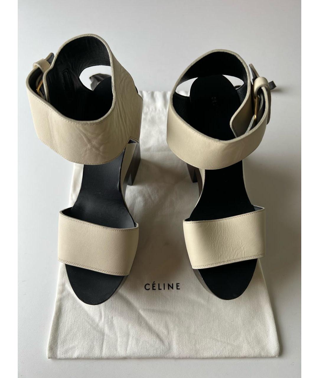 CELINE Белые кожаные босоножки, фото 2