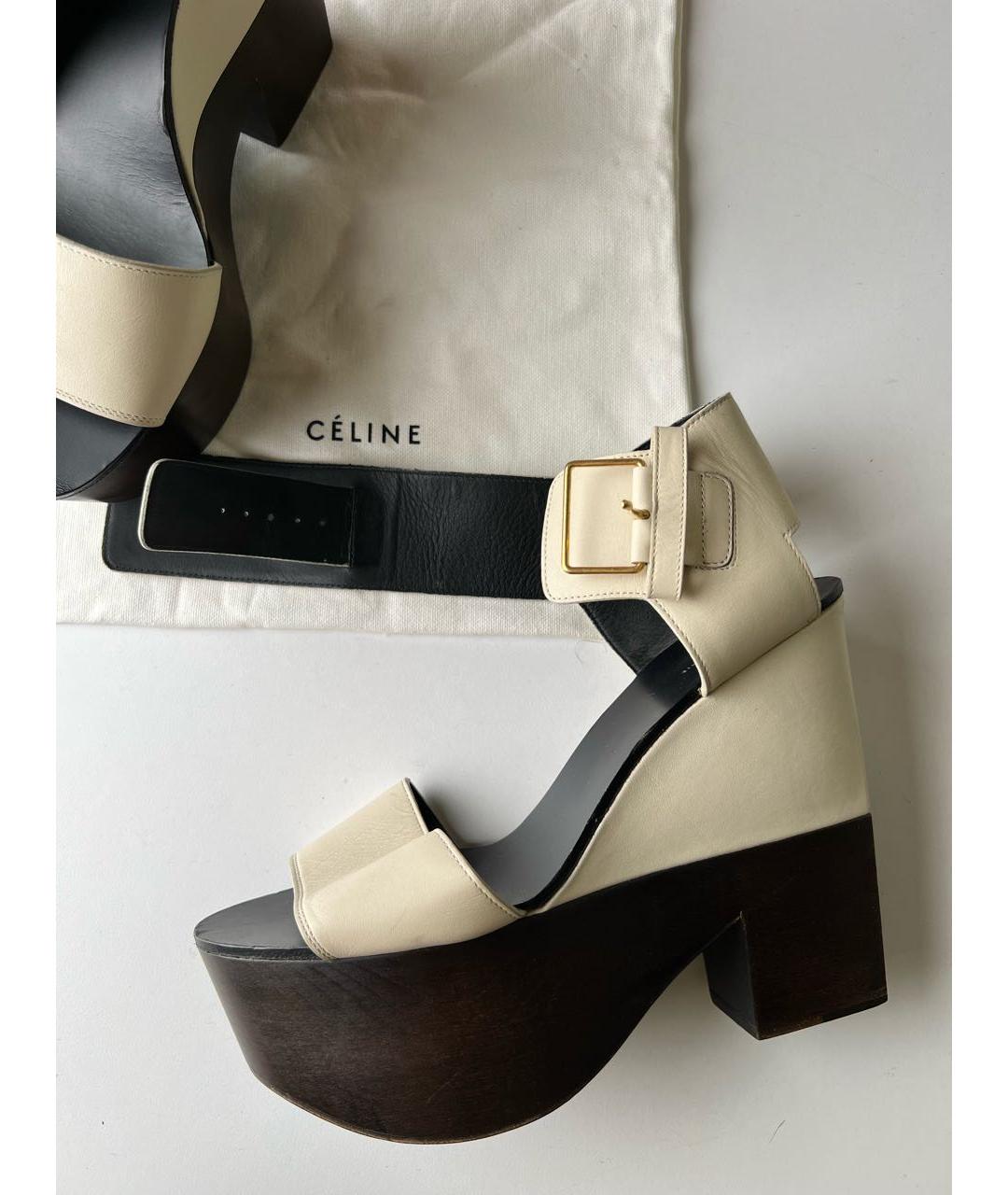 CELINE Белые кожаные босоножки, фото 7