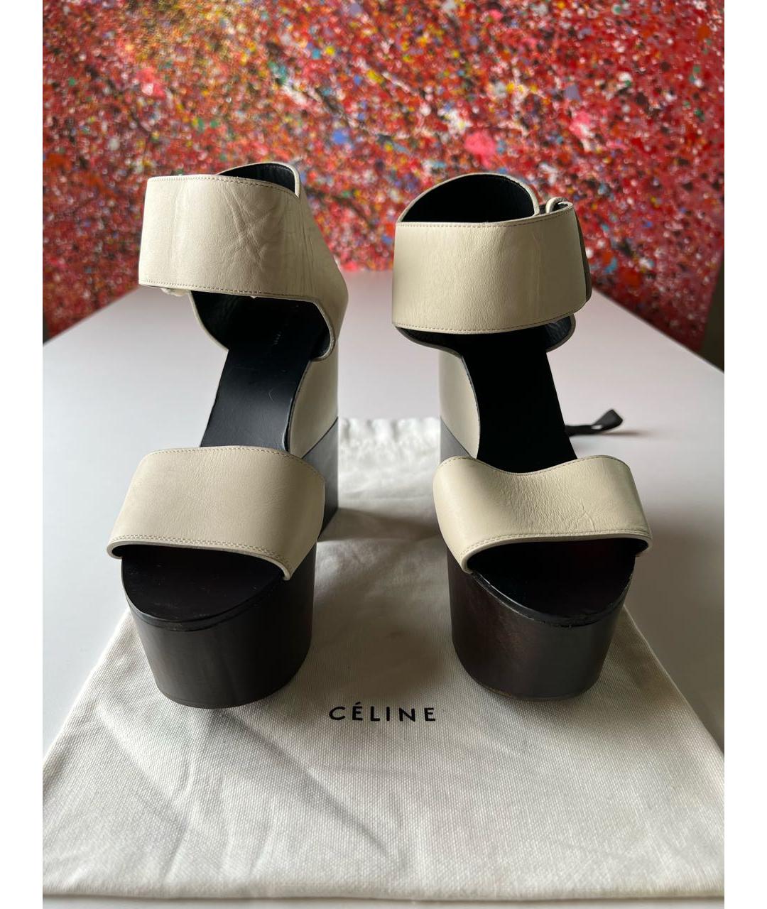 CELINE Белые кожаные босоножки, фото 3