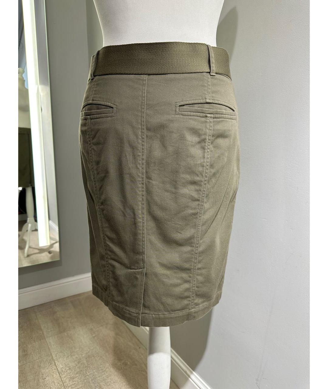 BURBERRY Хаки деним юбка миди, фото 4