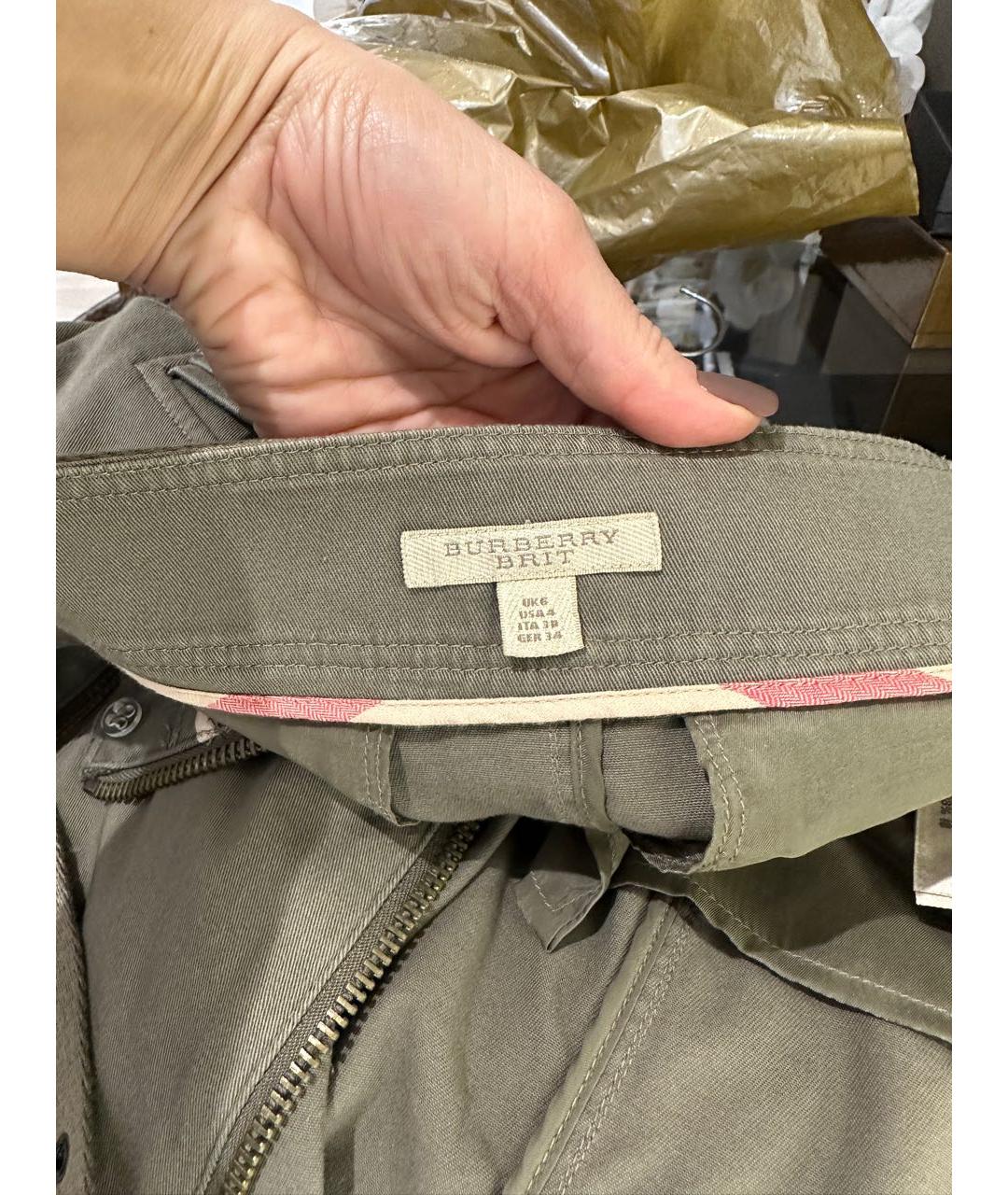 BURBERRY Хаки деним юбка миди, фото 6