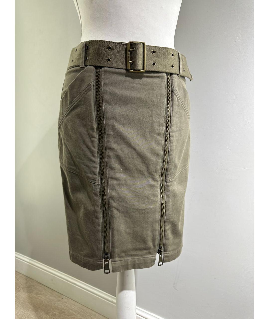 BURBERRY Хаки деним юбка миди, фото 2