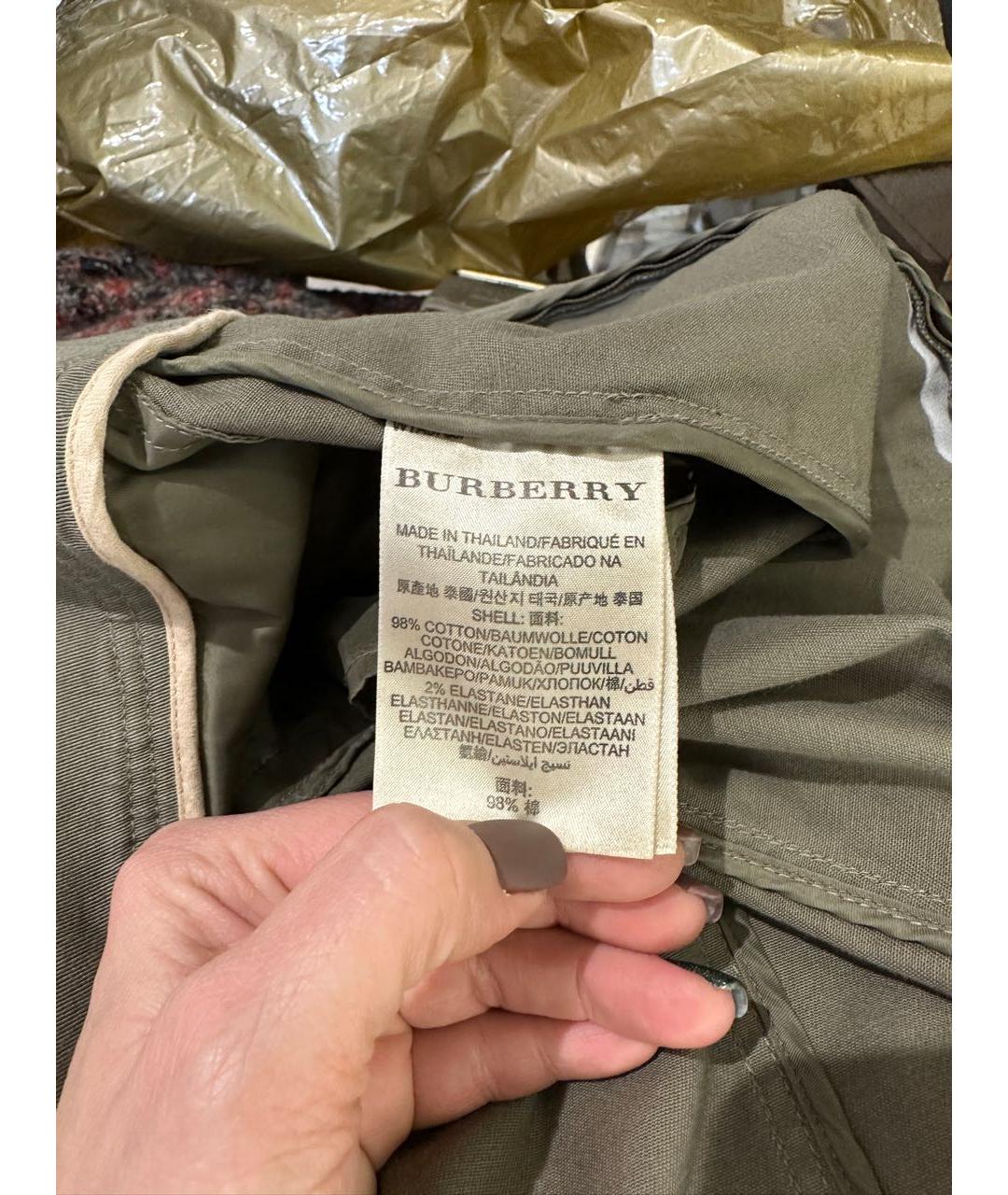 BURBERRY Хаки деним юбка миди, фото 7