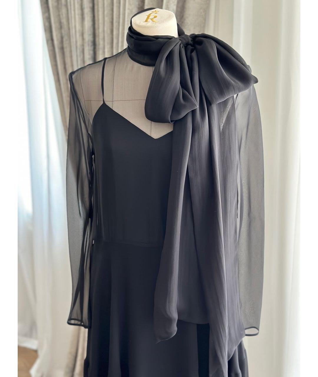 VALENTINO Черное шелковое коктейльное платье, фото 4