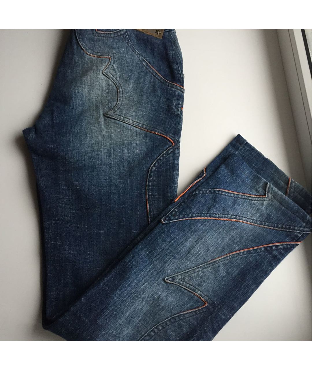 JUST CAVALLI Синие хлопко-эластановые прямые джинсы, фото 6
