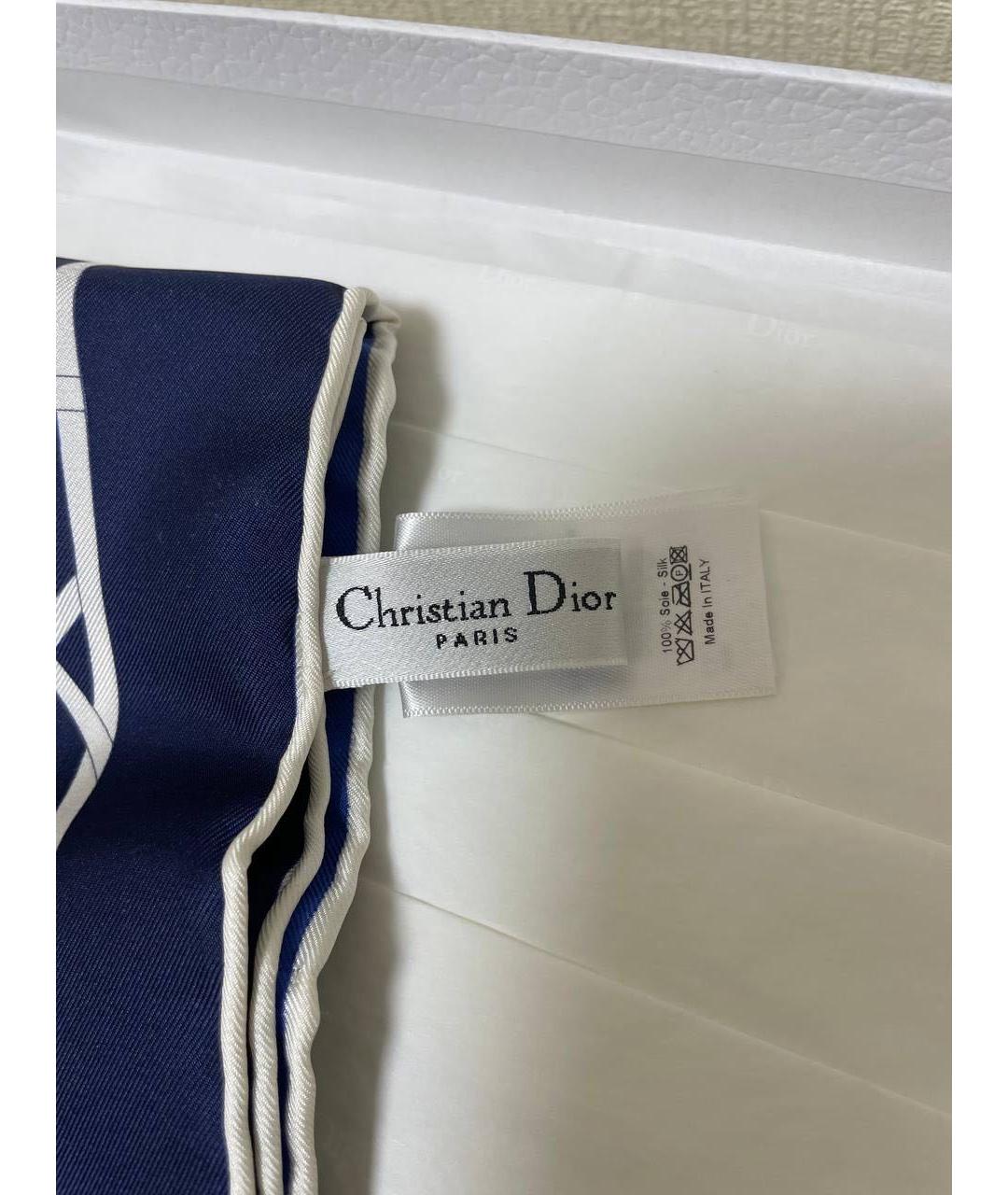 CHRISTIAN DIOR PRE-OWNED Темно-синий шелковый платок, фото 2