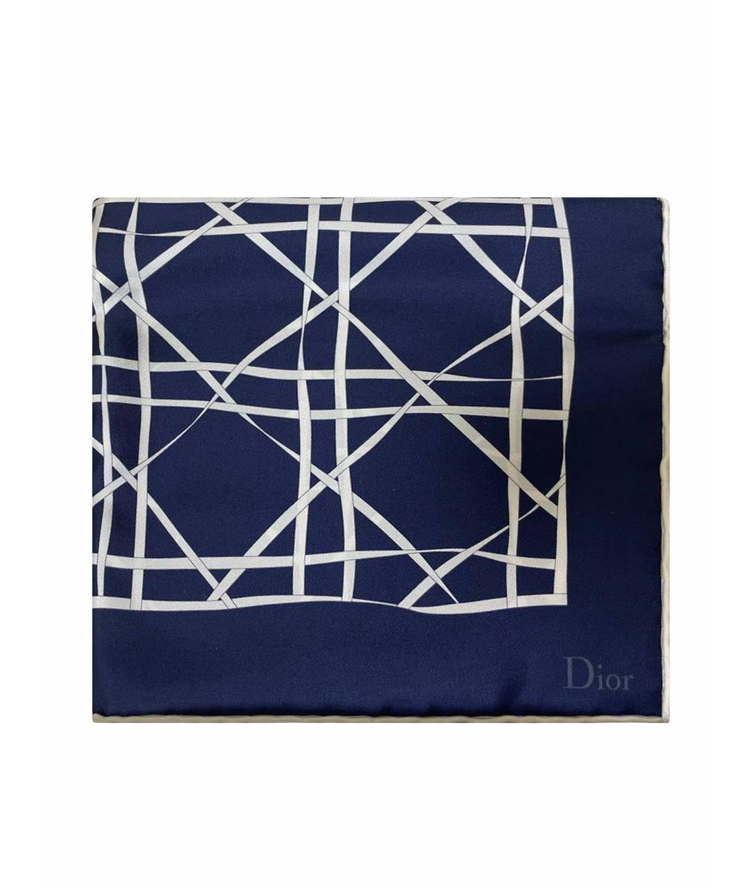CHRISTIAN DIOR PRE-OWNED Темно-синий шелковый платок, фото 1
