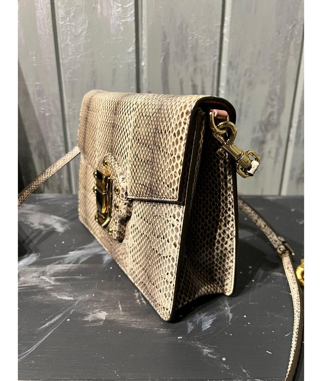 DOLCE&GABBANA Бежевая сумка через плечо из экзотической кожи, фото 3