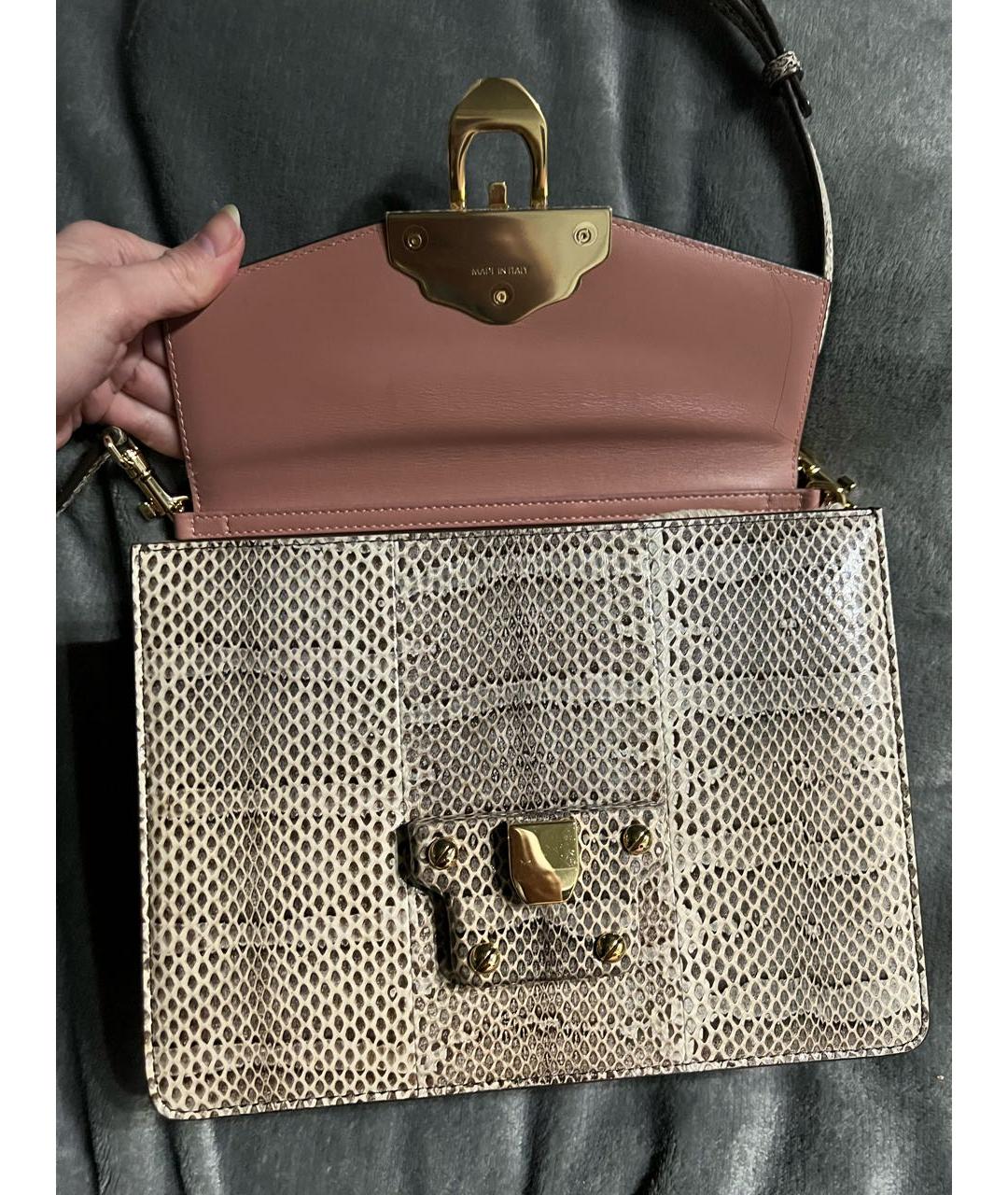 DOLCE&GABBANA Бежевая сумка через плечо из экзотической кожи, фото 5