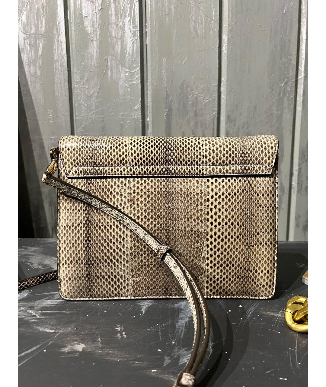 DOLCE&GABBANA Бежевая сумка через плечо из экзотической кожи, фото 4