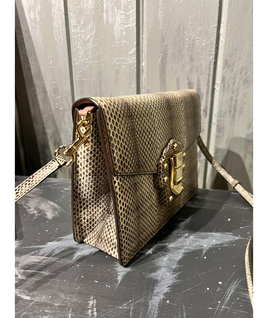 DOLCE&GABBANA Бежевая сумка через плечо из экзотической кожи, фото 2