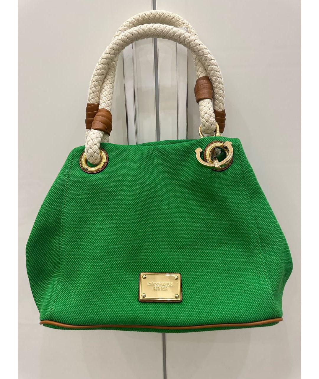 MICHAEL MICHAEL KORS Зеленая тканевая сумка тоут, фото 5