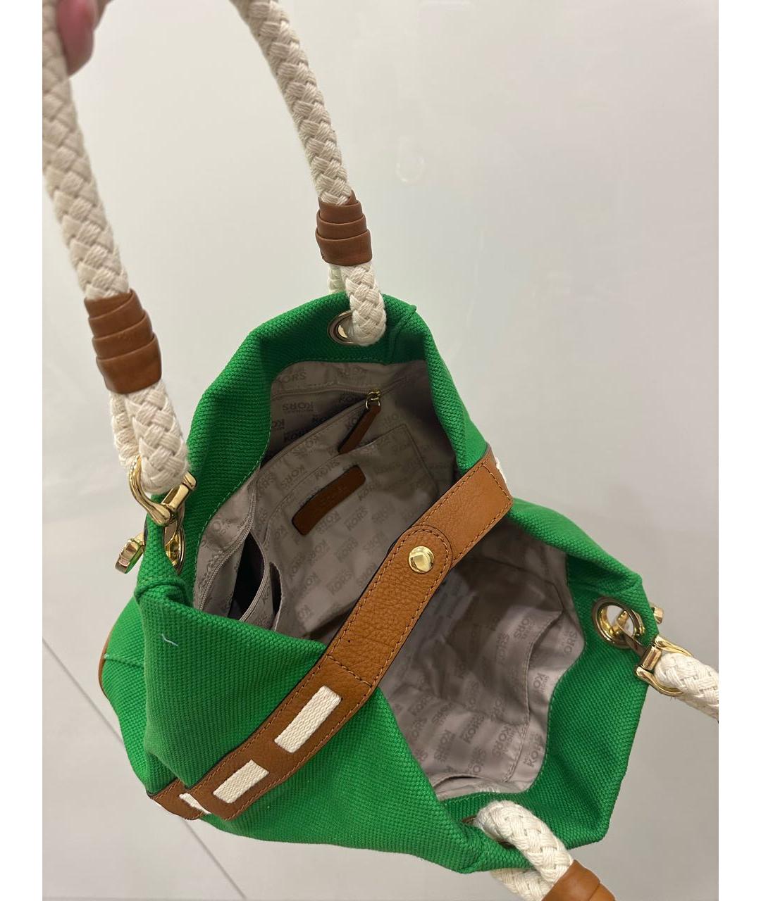MICHAEL MICHAEL KORS Зеленая тканевая сумка тоут, фото 4