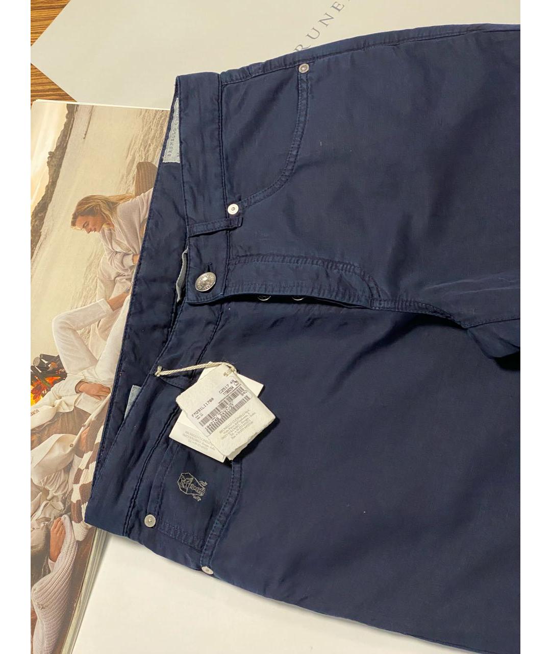 BRUNELLO CUCINELLI Синие повседневные брюки, фото 6