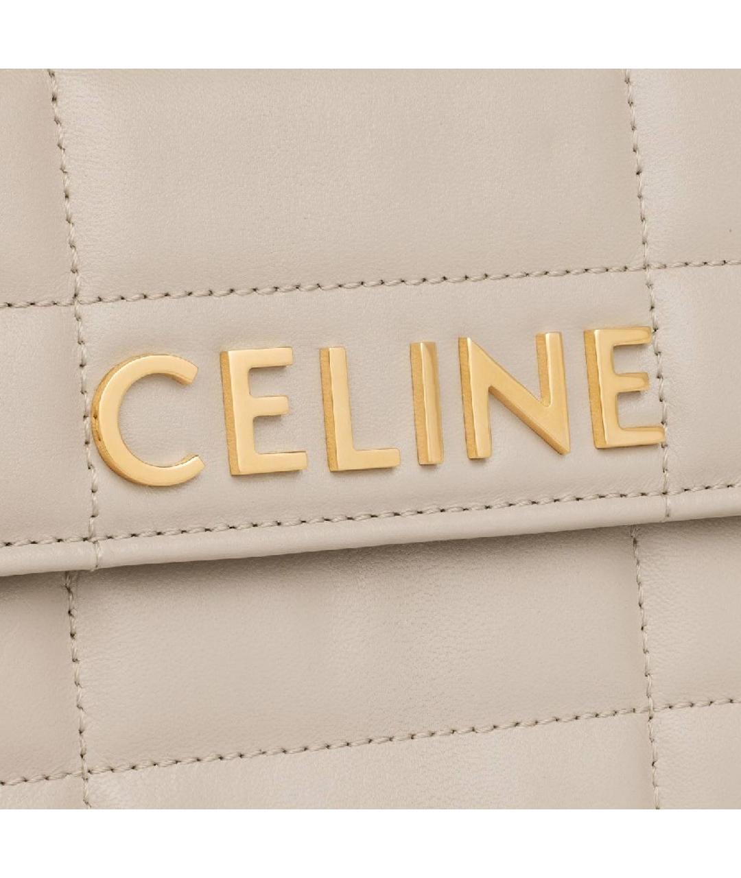 CELINE Бежевая кожаная сумка через плечо, фото 5
