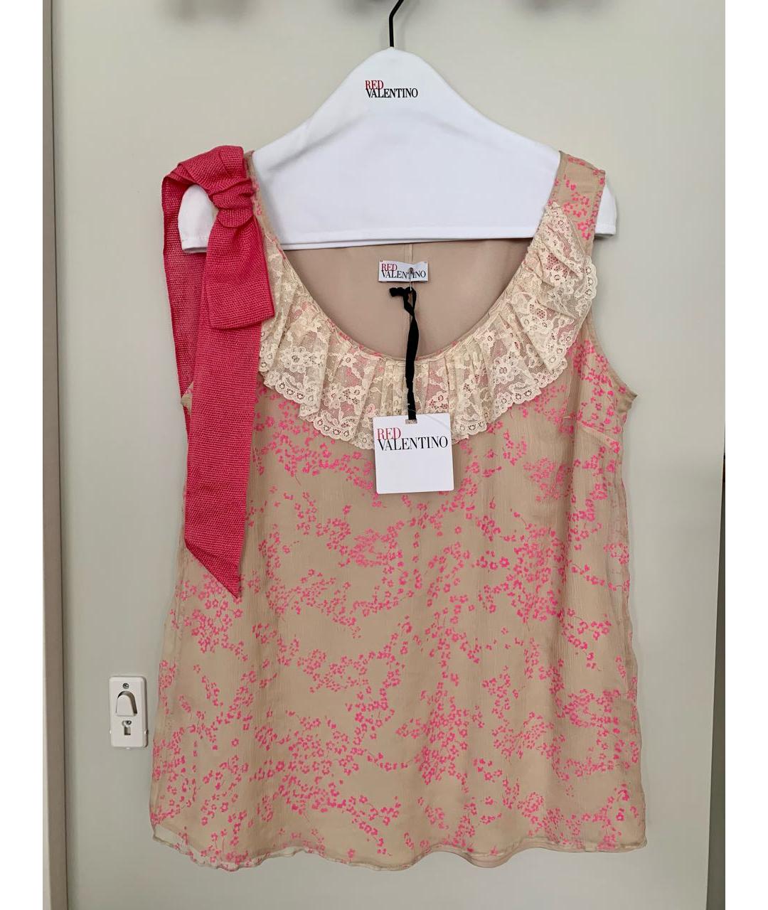 RED VALENTINO Розовая шелковая блузы, фото 8