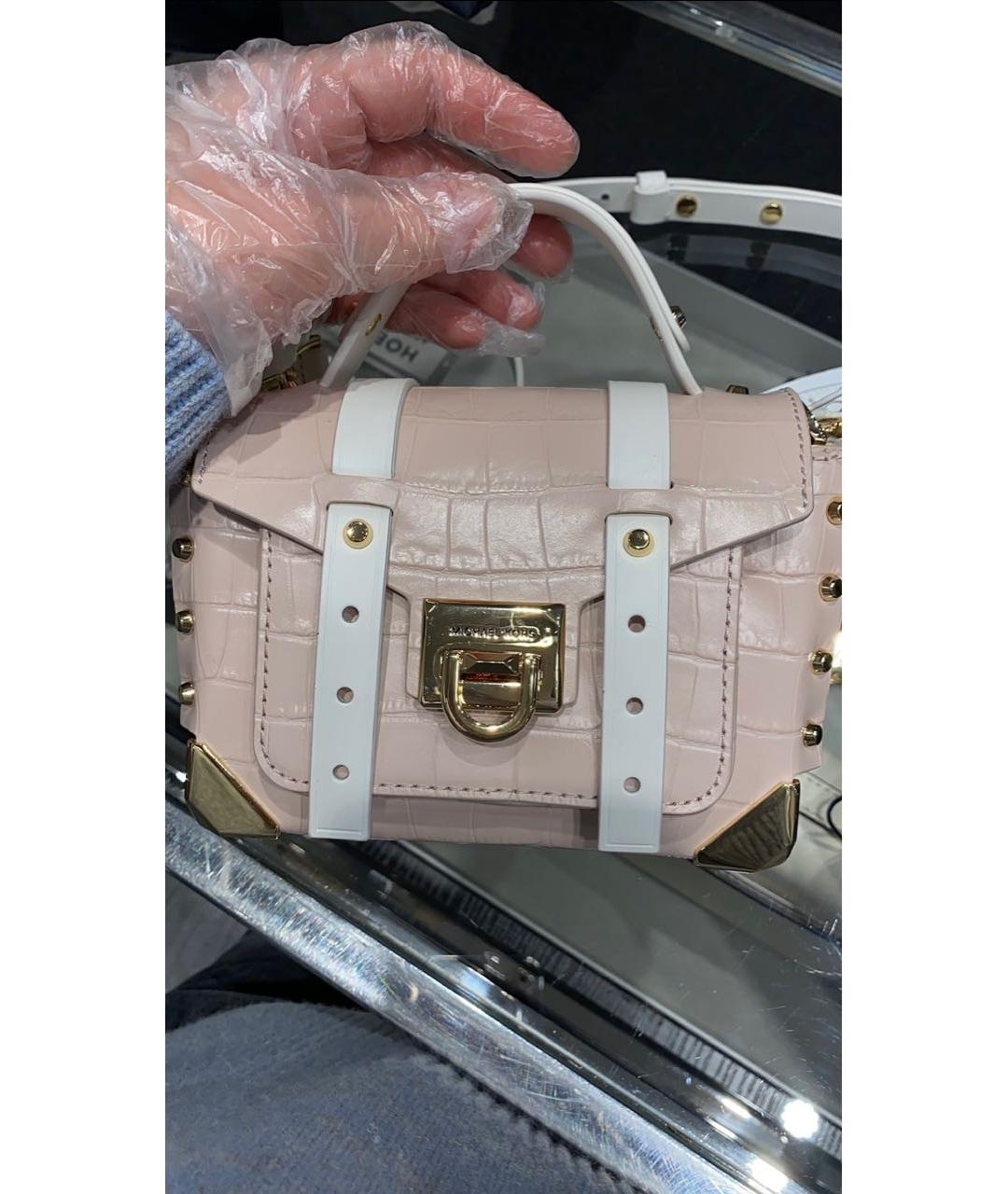 MICHAEL KORS Розовая кожаная сумка с короткими ручками, фото 5