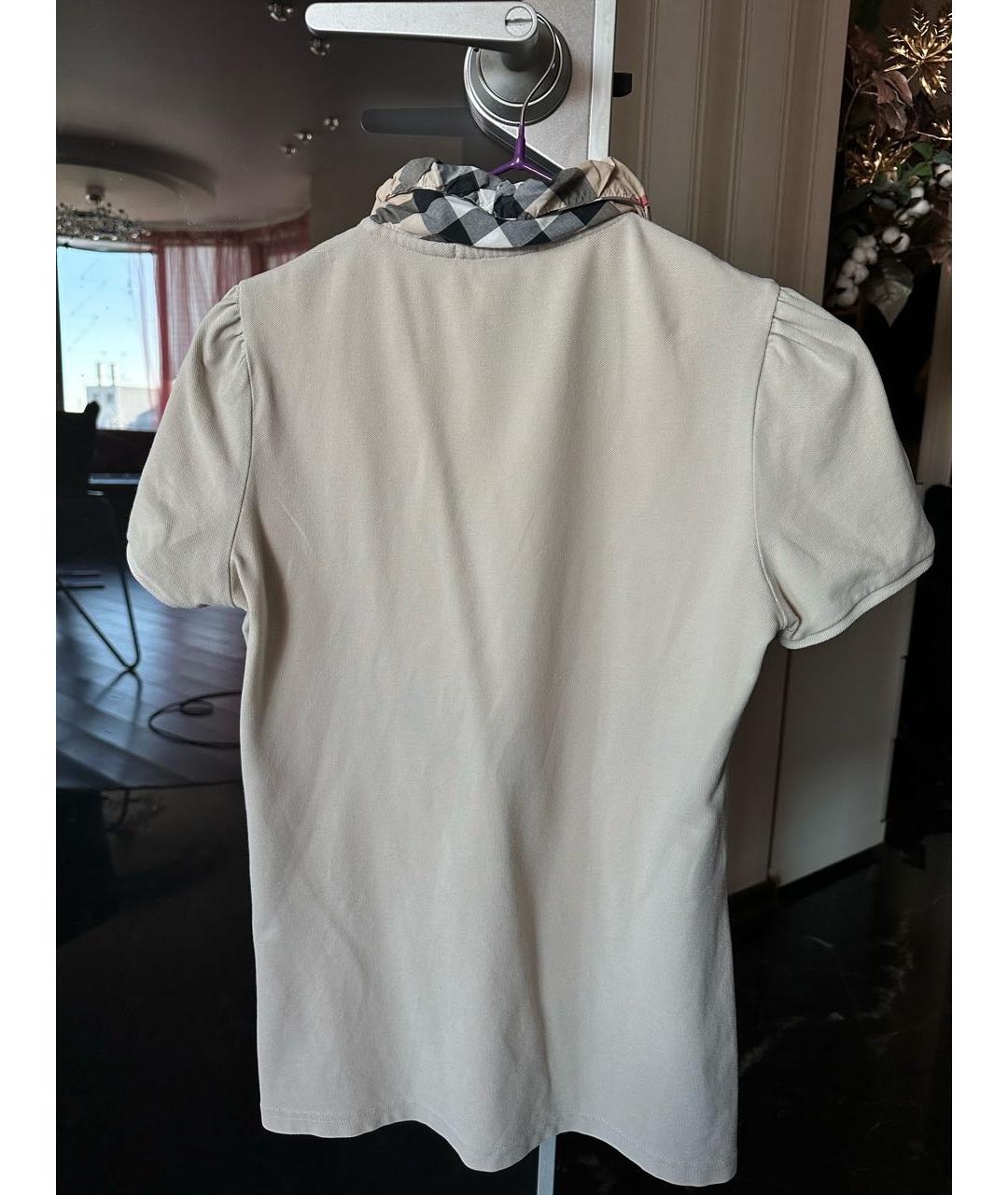 BURBERRY BRIT Бежевая хлопко-эластановая футболка, фото 2