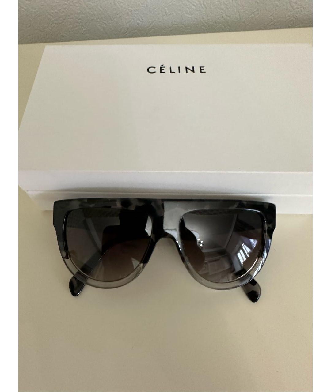 CELINE Коричневые пластиковые солнцезащитные очки, фото 4